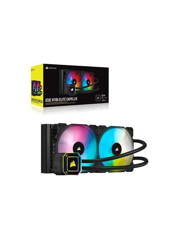 CORSAIR ICUE H115i, 140 RGB PWM Fans, 280mm Radiator, Elite Capellix
